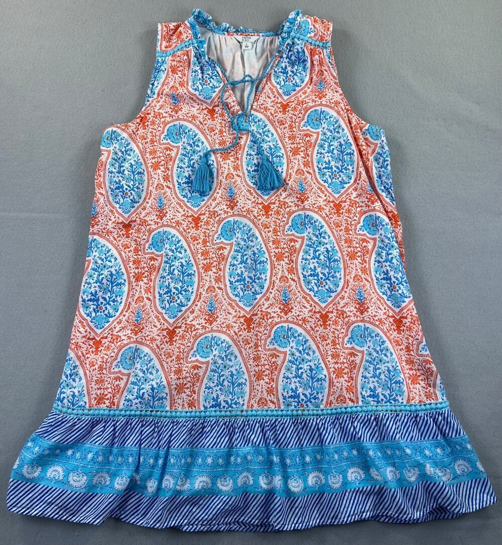 Crown & Ivy Women's Blue/Orange/Purple Paisley Sleeveless Shift Dress Size Large